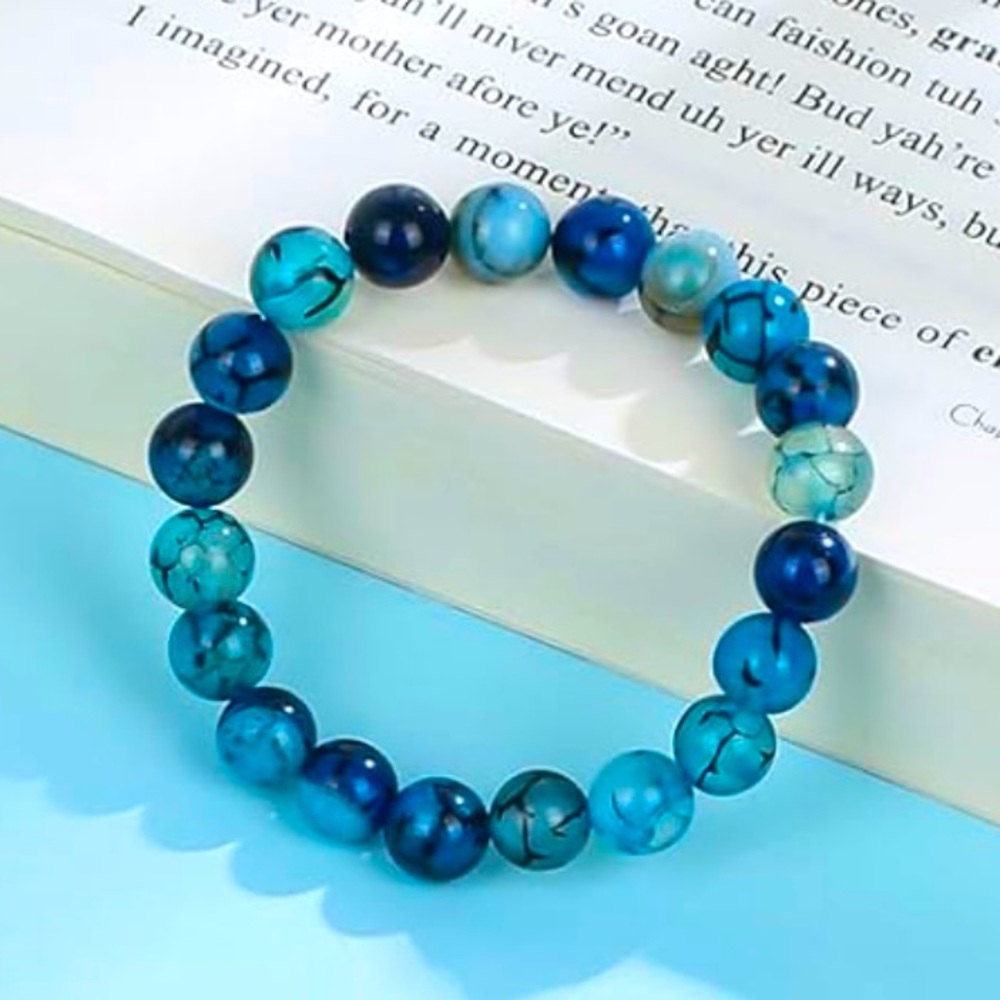 🆕New Blue Dragon Vein Agate 8mm Healing Gemstone Bracelet